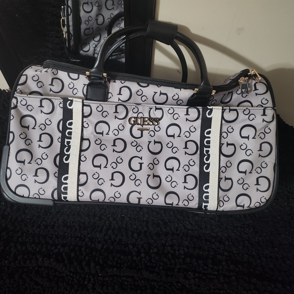 GUESS Monogram Black and White Travel Bag - Picture 6 of 8